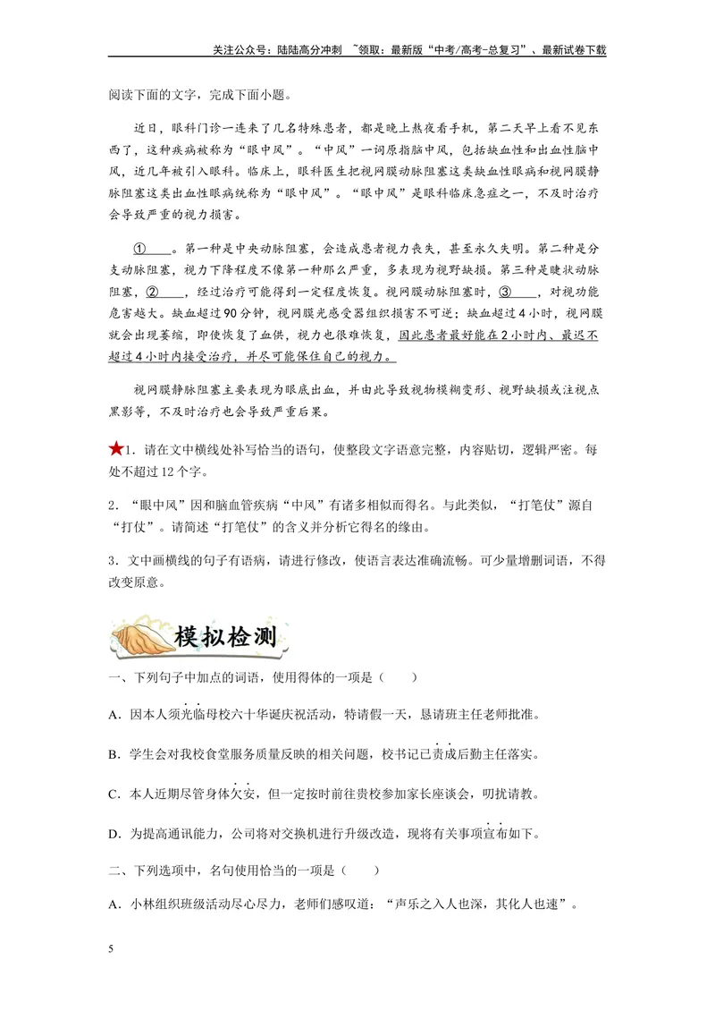 《专题08语言表达简明、连贯、得体、准确、鲜明、生动题型归纳-（原卷版）_二轮复习_2024年_2023年高考语文毕业班二轮热点题型归纳与变式演练（新高考版）_资料》第5页预览