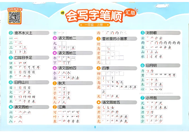 《卡片语文一年级_小初高学习资料合集（每天更新）_2026秋《53天天练》语文+数学+英语_语文《53天天练》26秋_2026秋《53天天练》语文1上主书+测评卷+课堂笔记+答案》第2页预览