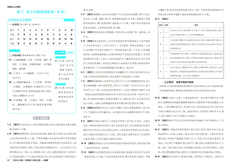 《2026秋初中上分卷生物8年级上册解析册_2026版初中7-9年级上册全科《初中上分卷》含答案，可下载_2026上分卷初中生物上册78（人教）》第10页预览