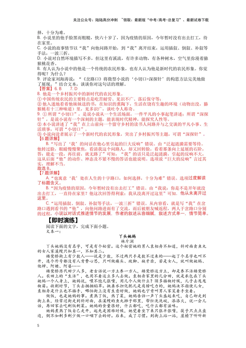 《专题08小说阅读，突破主观题（二）-（解析版）_二轮复习_2024年_2024年高考语文二轮专题讲练_资料》第5页预览