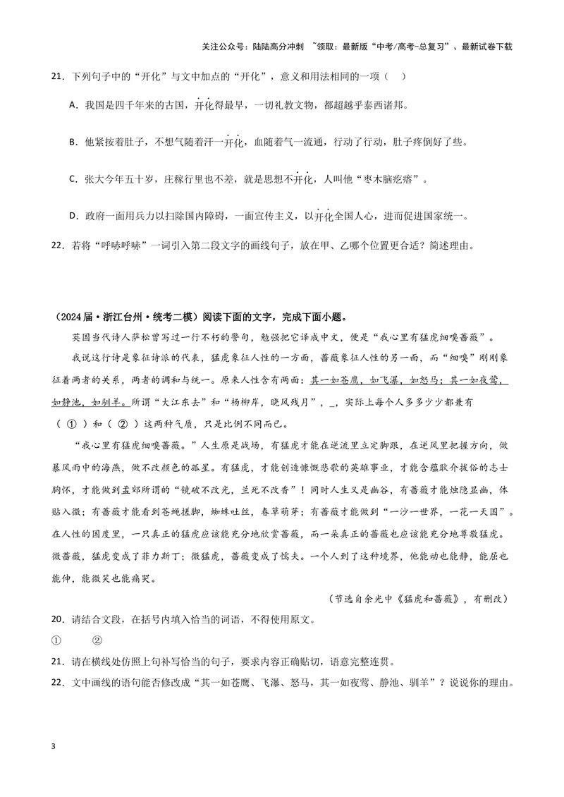 《专题07语言文字运用2（原卷版）（新高考通用）_专项复习_2025年_2024年高考二模试题分类汇编语文新高考通用》第3页预览