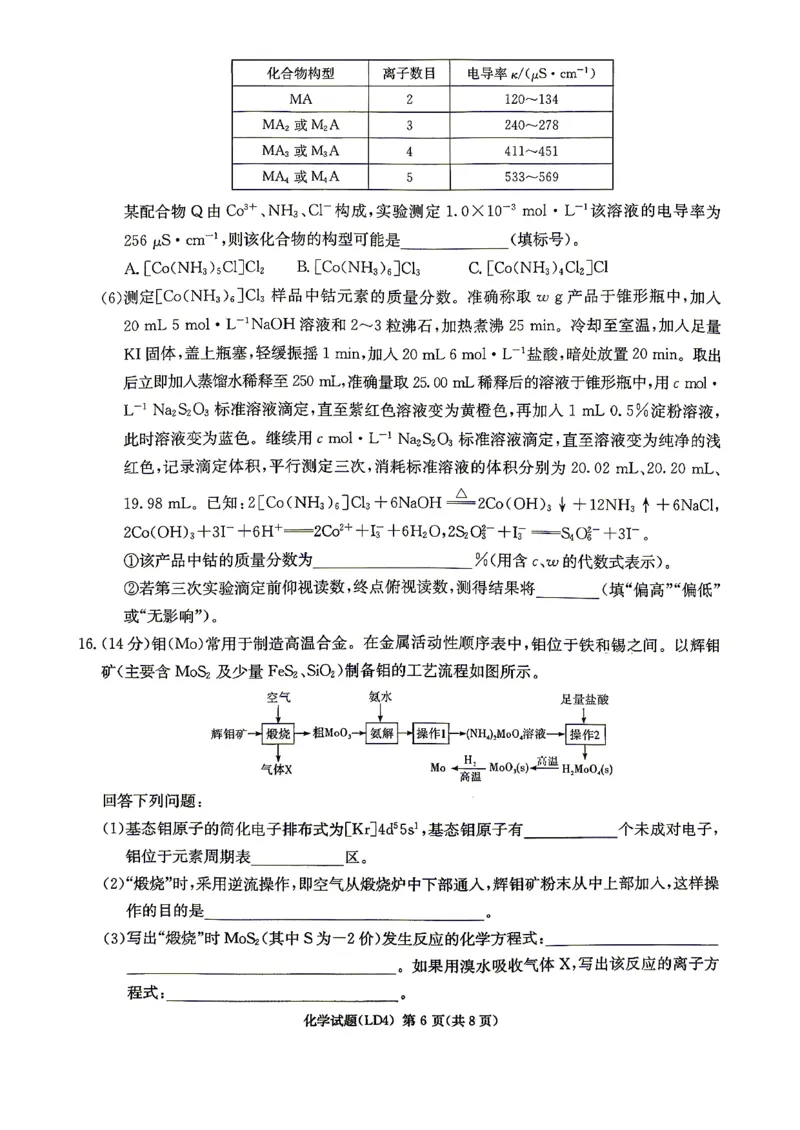 《化学-湖南衡阳市2026届高三下学期第二次联考_2024-2027高三（6-6月题库）_2026年05月高三试卷_260503湖南衡阳市2026届高三下学期第二次联考》第6页预览