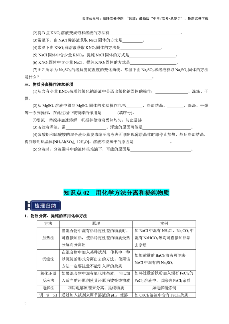 《知识清单31物质的分离、提纯与鉴别（学生版）_05-化学-高考总复习_一轮复习_2025年_2025年高考化学一轮复习知识清单（全国通用）》第5页预览