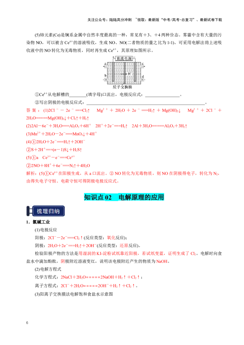 《知识清单19电解池金属的腐蚀与防护（新高考专用）（教师版）_05-化学-高考总复习_一轮复习_2025年_2025年高考化学一轮复习知识清单（全国通用）》第6页预览