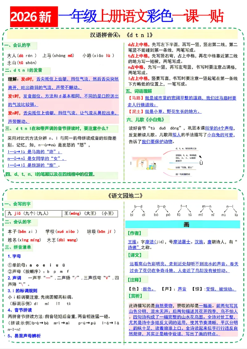 《26新一（上）语文小纸条课课贴_小初高学习资料合集（每天更新）_2026秋语文《小纸条课课贴》1-6年级上册》第5页预览