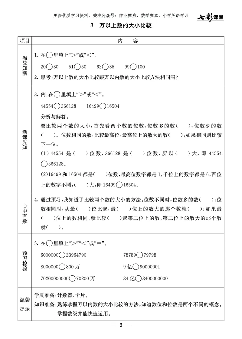 《20秋西师版数学四年级上册预习卡_小学1-6年级全科全套_1-6年级全科上册_四年级_0、四上综合_四上综合暑假大礼包》第4页预览