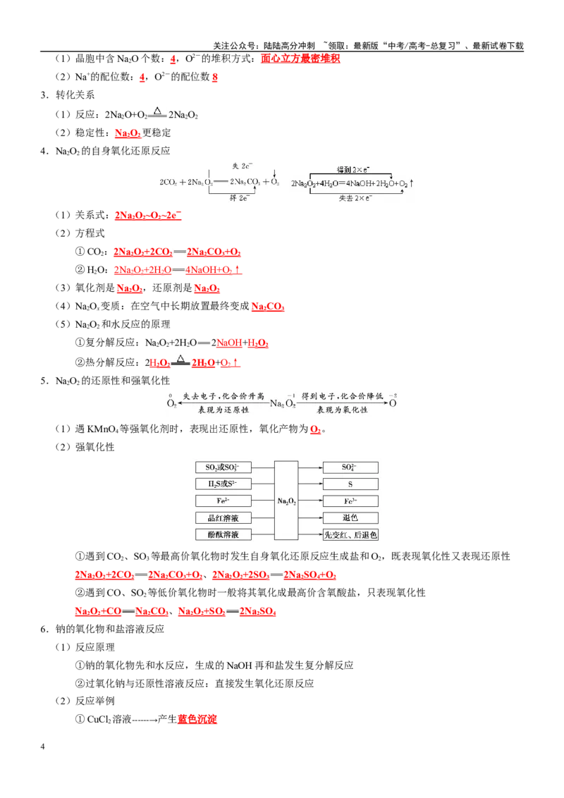 《知识清单05钠及其重要化合物-2024年高考化学一轮复习知识清单_05-化学-高考总复习_一轮复习_2024年_2024年高考化学一轮复习知识清单必背总结全国通用_资料》第4页预览