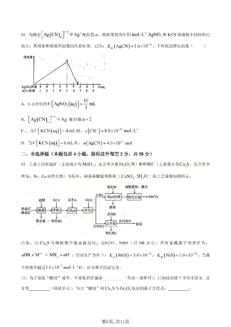 《化学试题_山大附中2026届第二学期高三5月（第十六次）模块诊断_2024-2027高三（6-6月题库）_2026年05月高三试卷》第6页预览