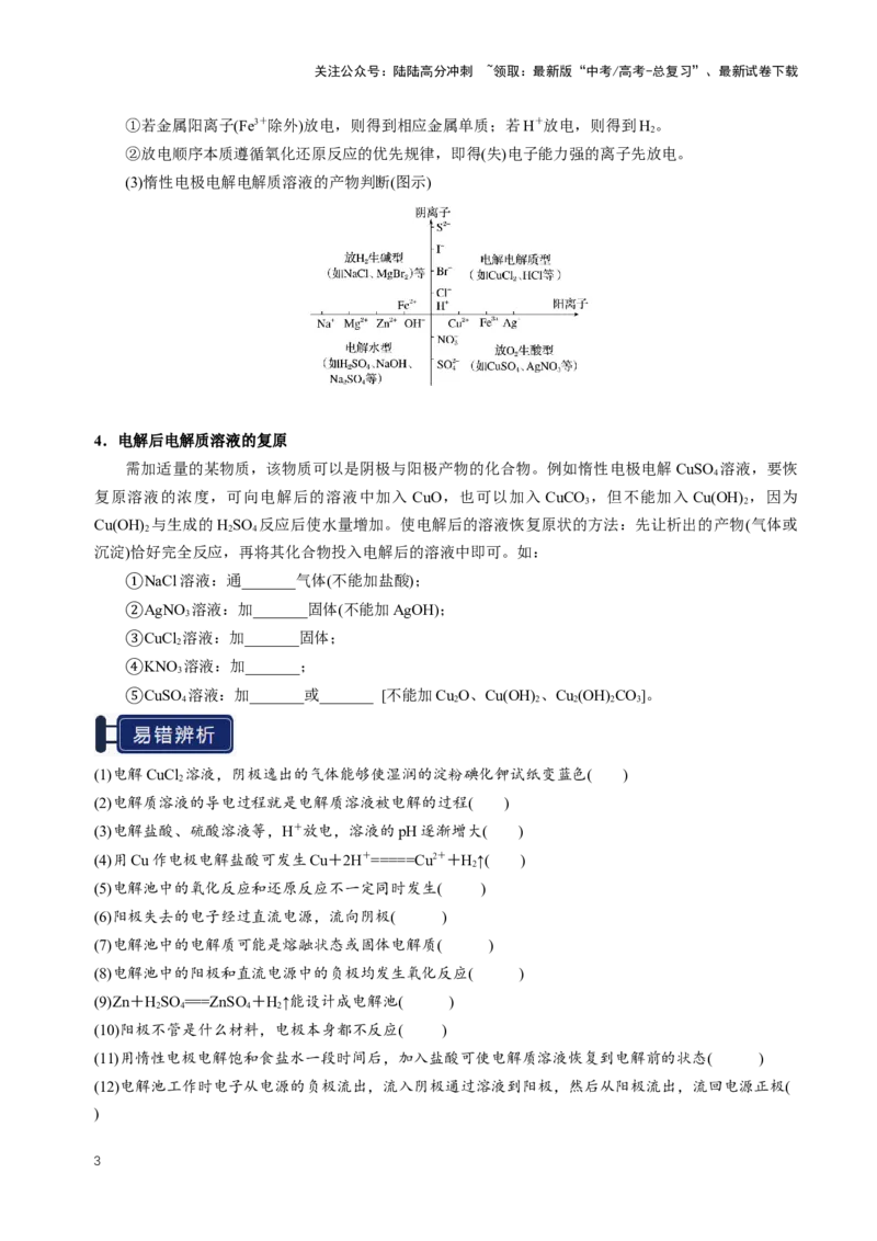 《知识清单19电解池金属的腐蚀与防护（新高考专用）（学生版）_05-化学-高考总复习_一轮复习_2025年_2025年高考化学一轮复习知识清单（全国通用）》第3页预览
