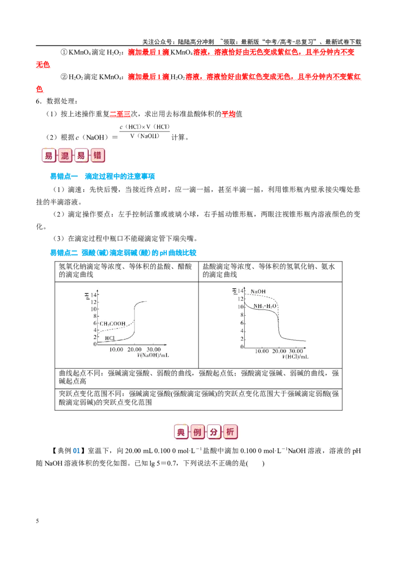 《知识清单23酸碱中和滴定-2024年高考化学一轮复习知识清单_05-化学-高考总复习_一轮复习_2024年_2024年高考化学一轮复习知识清单必背总结全国通用_资料》第5页预览