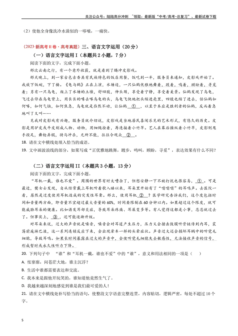 《专题06语言文字运用（原卷版）_专项复习_2024年_2024年高考语文真题分类汇编（新高考专用）》第5页预览