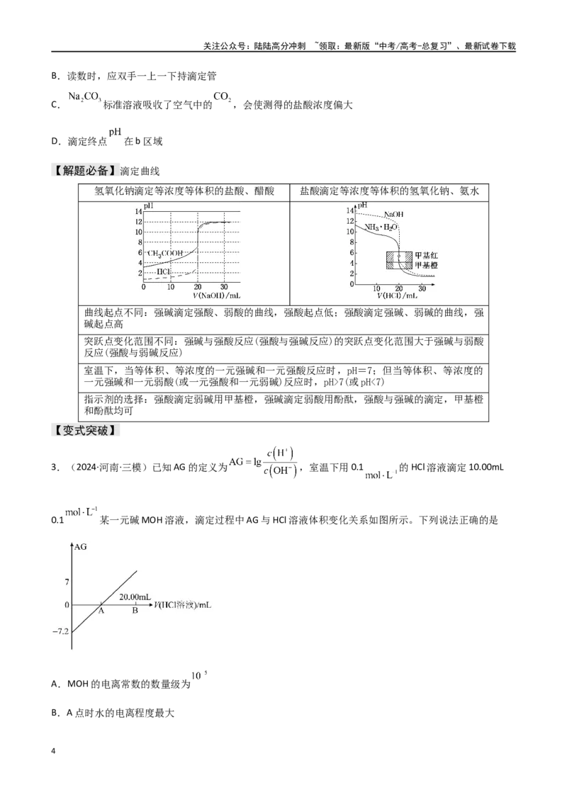 《易错专题14水溶液中离子平衡图像（原卷版）_05-化学-高考总复习_专项复习_2024年_2024年高考化学考前易错聚焦_资料》第4页预览