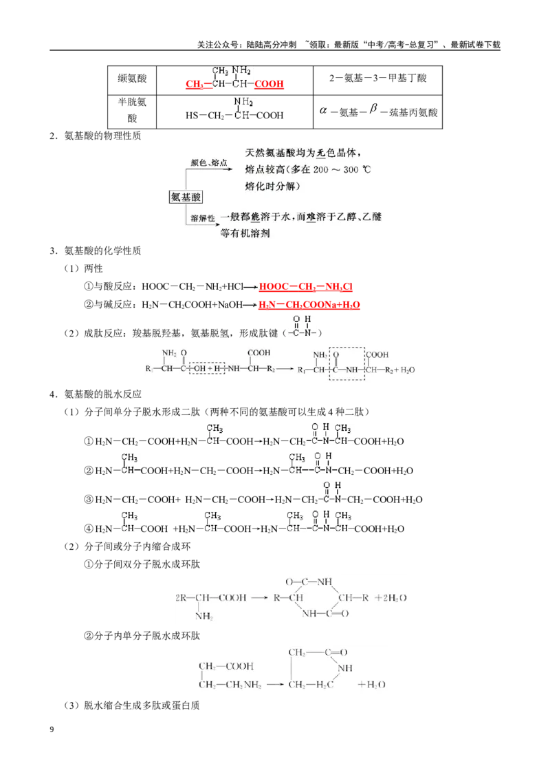 《知识清单28生物大分子、合成高分子（教师版）_05-化学-高考总复习_一轮复习_2025年_2025年高考化学一轮复习知识清单（全国通用）》第9页预览