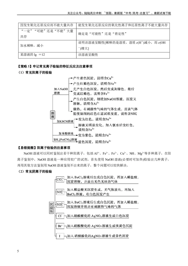《重难点03离子方程式的正误判断、离子共存、检验和推断-（学生版）_05-化学-高考总复习_专项复习_2024年_2024年高考化学热点·重点·难点专练（新高考专用）》第5页预览