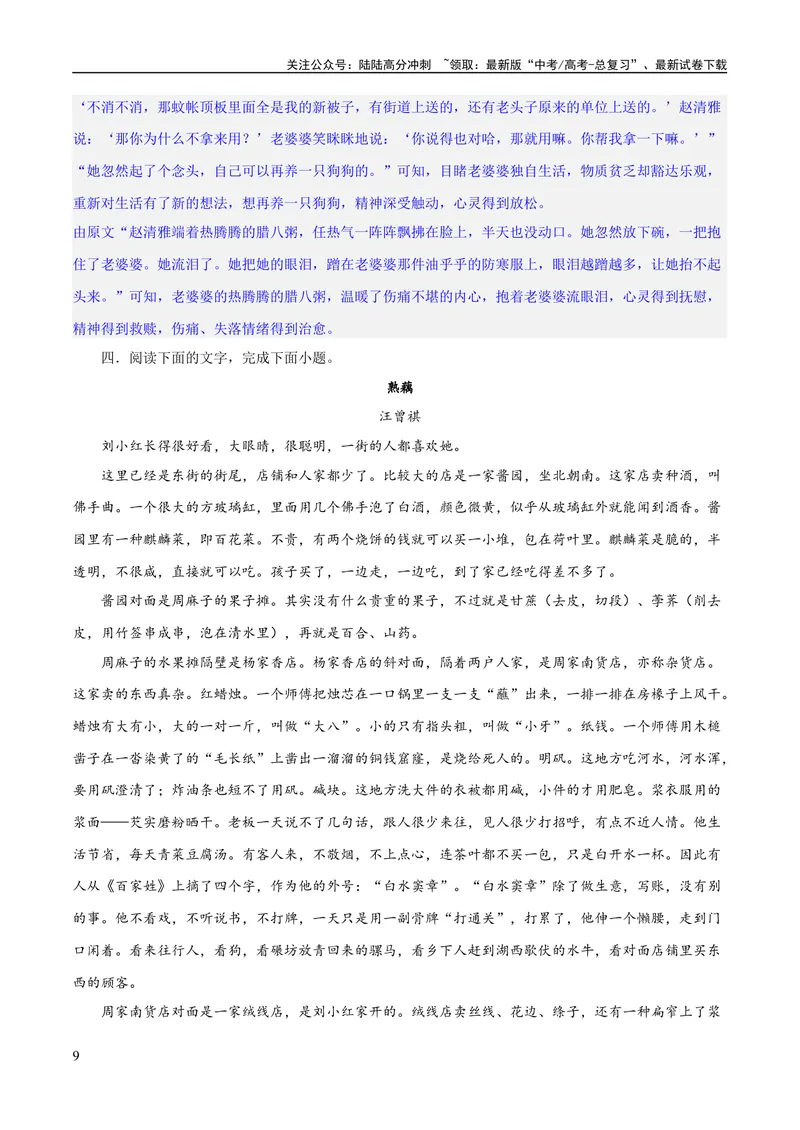 《专题08小说形象的理解与分析（练习）-2024年高考语文二轮复习讲练测（新教材新高考）（解析版）_二轮复习_2024年_2024年高考语文二轮复习讲练测（新教材新高考）_配套练习》第9页预览