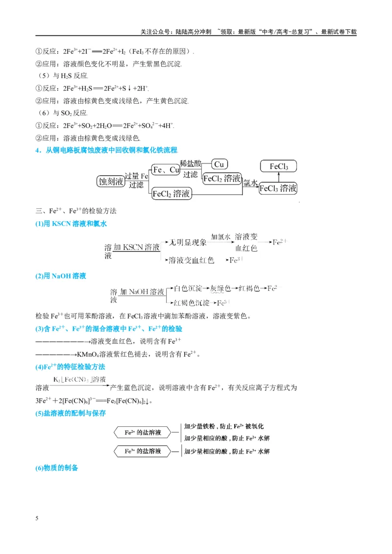 《（能力版）微专题13探究铁盐、亚铁盐的性质-（学生版）(全国版)_05-化学-高考总复习_一轮复习_2024年_2024高考化学一轮复习考点微专题考情分析经_资料_2025版》第5页预览
