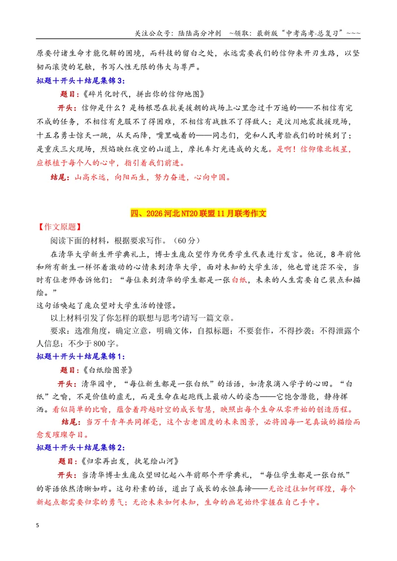 《专题112026十一市11月下旬模考作文拟题＋开头＋结尾集锦_专项复习_2026年-语文专项复习_2026年高考语文议论文写作秘籍-G391_资料》第5页预览