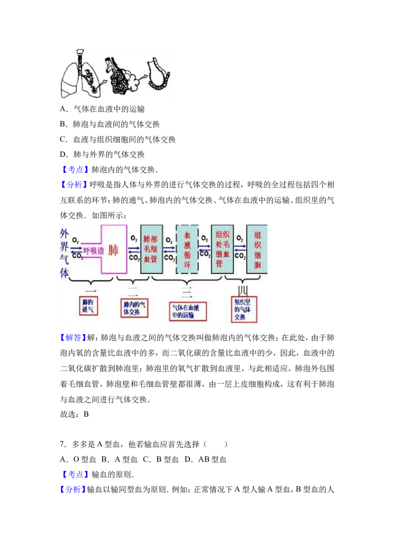 《河北省唐山市丰润区2015-2016学年七年级（下）期末生物试卷（解析版）_初中全科目同步习题+精品试卷（7-9年级）(1)_25秋初中生物《同步习题+精品试卷》_初中生物试卷（冀少版）》第10页预览