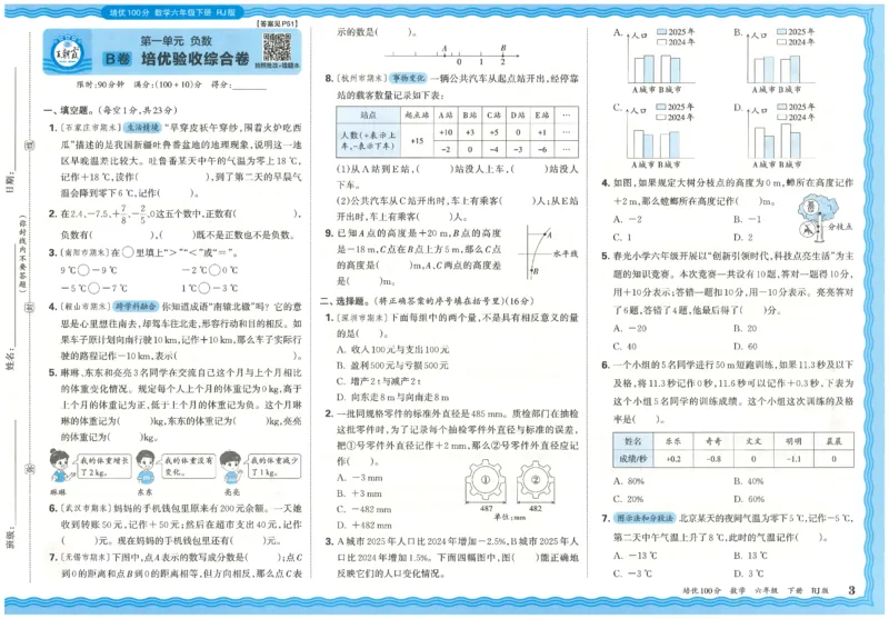 《26春《王朝霞培优100分》数学人教版6下_小初高学习资料合集（每天更新）_2026春《王朝霞培优100分》语文+数学1-6年级下册》第7页预览