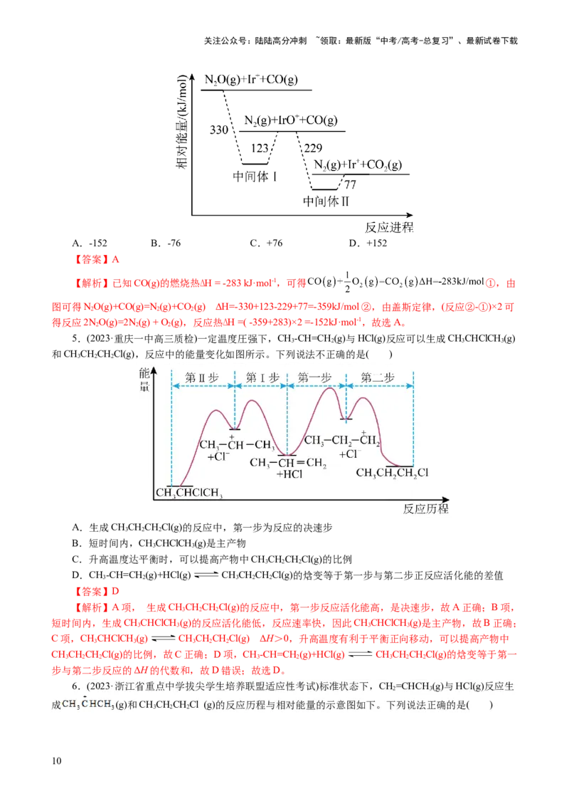 《重难点突破反应机理的图象分析与应用(解析版)_05-化学-高考总复习_二轮复习_2024年_2024年高考化学二轮复习讲练测（新教材新高考）_配套练习（原卷版+解析版）》第10页预览