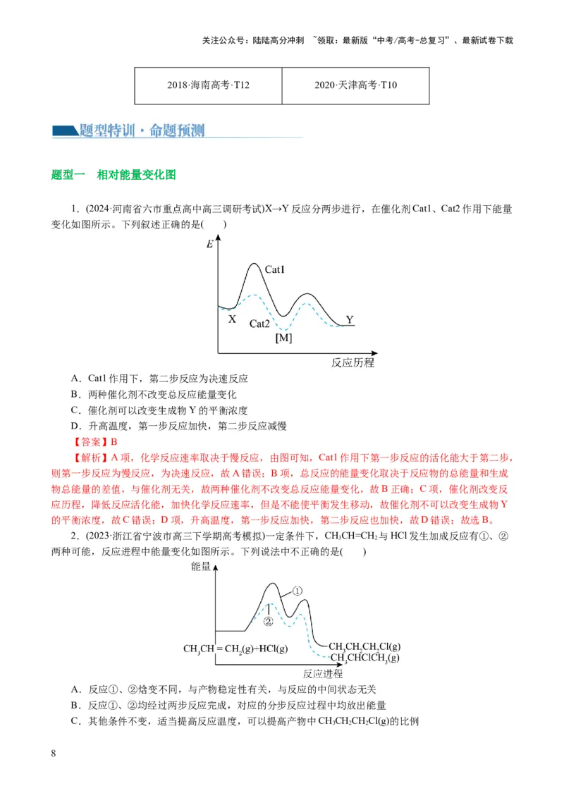《重难点突破反应机理的图象分析与应用(解析版)_05-化学-高考总复习_二轮复习_2024年_2024年高考化学二轮复习讲练测（新教材新高考）_配套练习（原卷版+解析版）》第8页预览