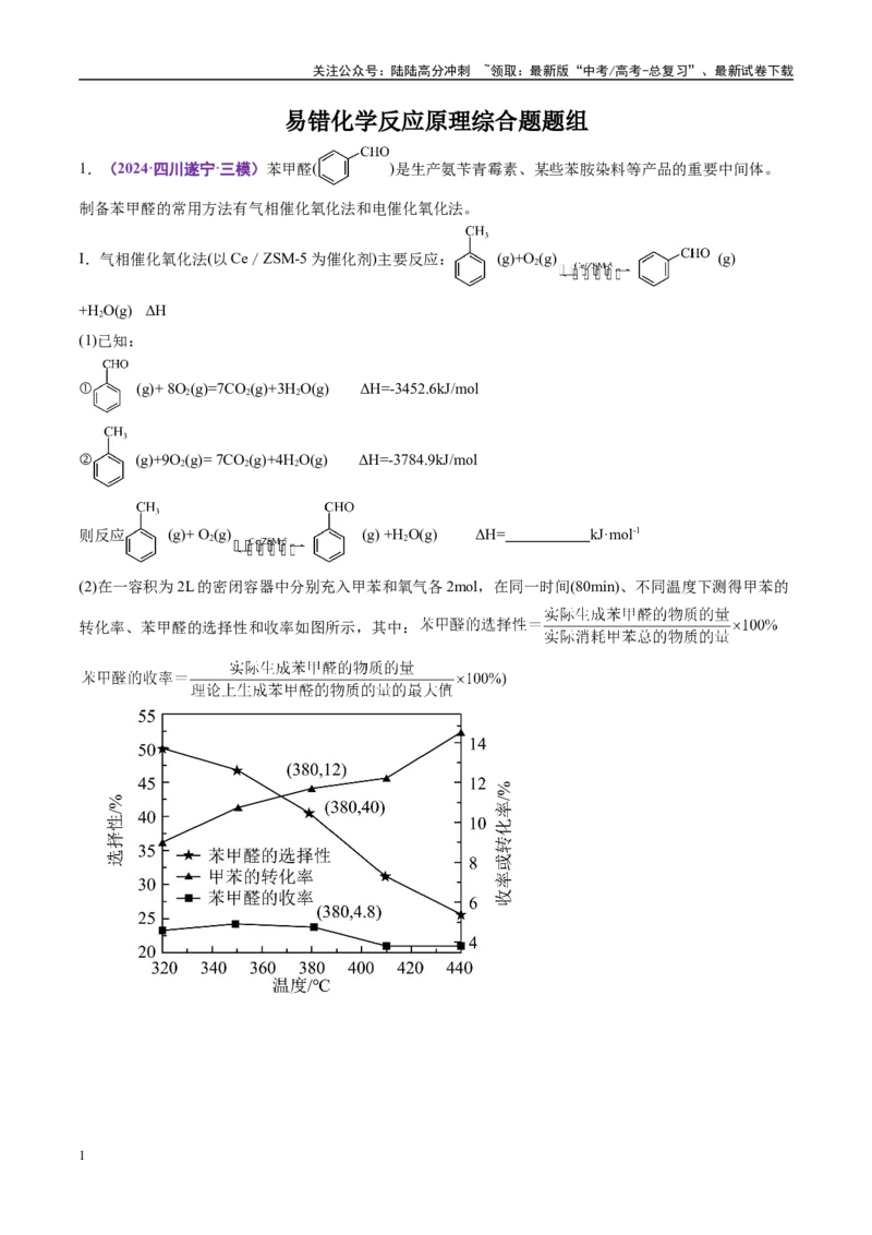 《易错化学反应原理综合题题组（学生版）_05-化学-高考总复习_专项复习_2025年_2025年高考化学考试易错题（新高考通用）》第1页预览