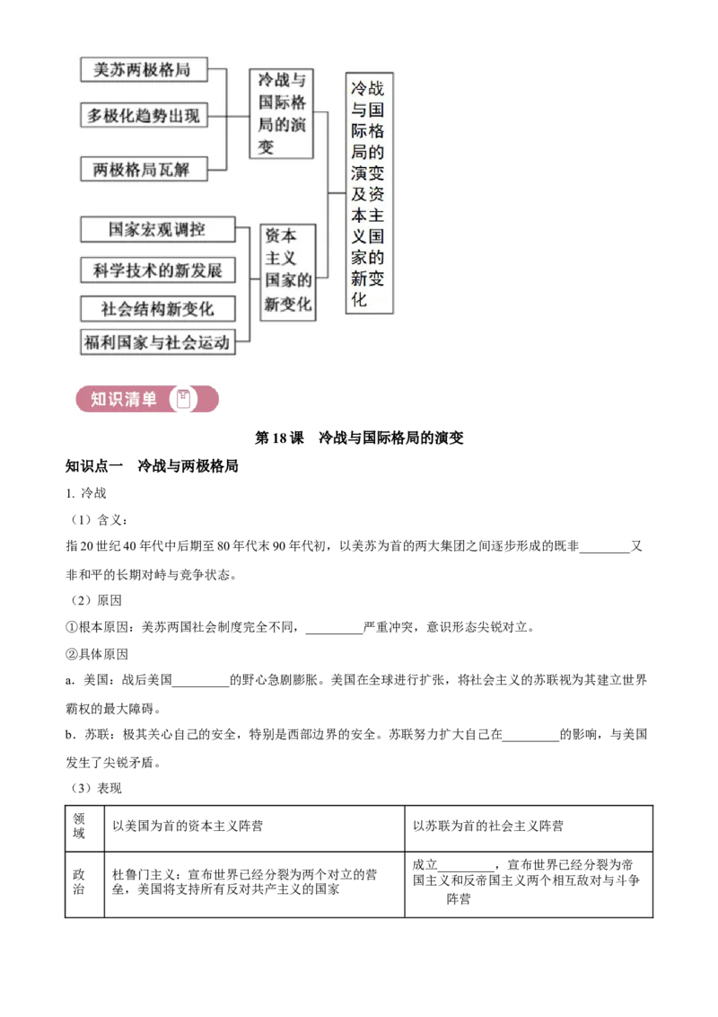 《单元讲练测（纲要下）第九单元冷战与国际格局的演变及资本主义国家的新变化（讲）（学生版）_新版高中_高中历史新版_高中历史纲要下（统编版）_单元讲练测-F12》第2页预览