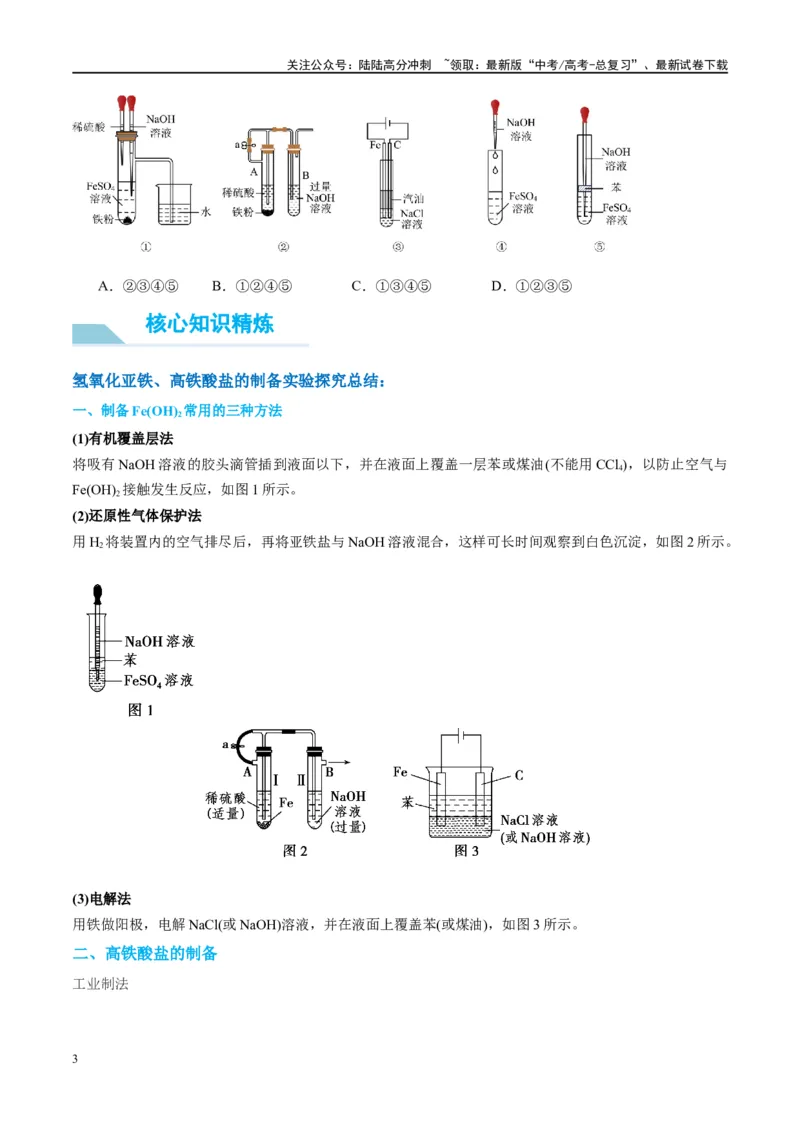 《（能力版）微专题14探究氢氧化亚铁、高铁酸盐的性质与制备-（学生版）(全国版)_05-化学-高考总复习_一轮复习_2024年_2024高考化学一轮复习考点微专题考情分析经_资料_2025版》第3页预览
