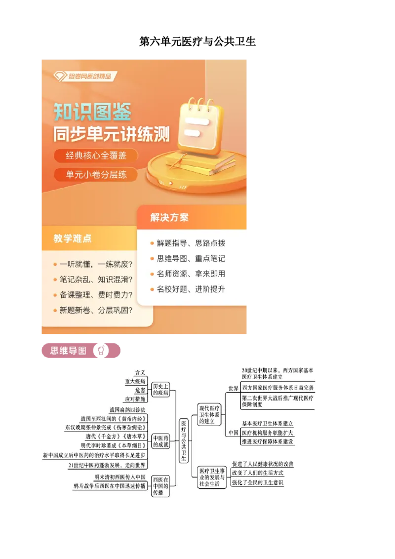 《单元讲练测（选必2）第六单元医疗与公共卫生（讲）（教师版）_新版高中_高中历史新版_高中历史选择性必修2（统编版）_单元讲练测-F12》第1页预览