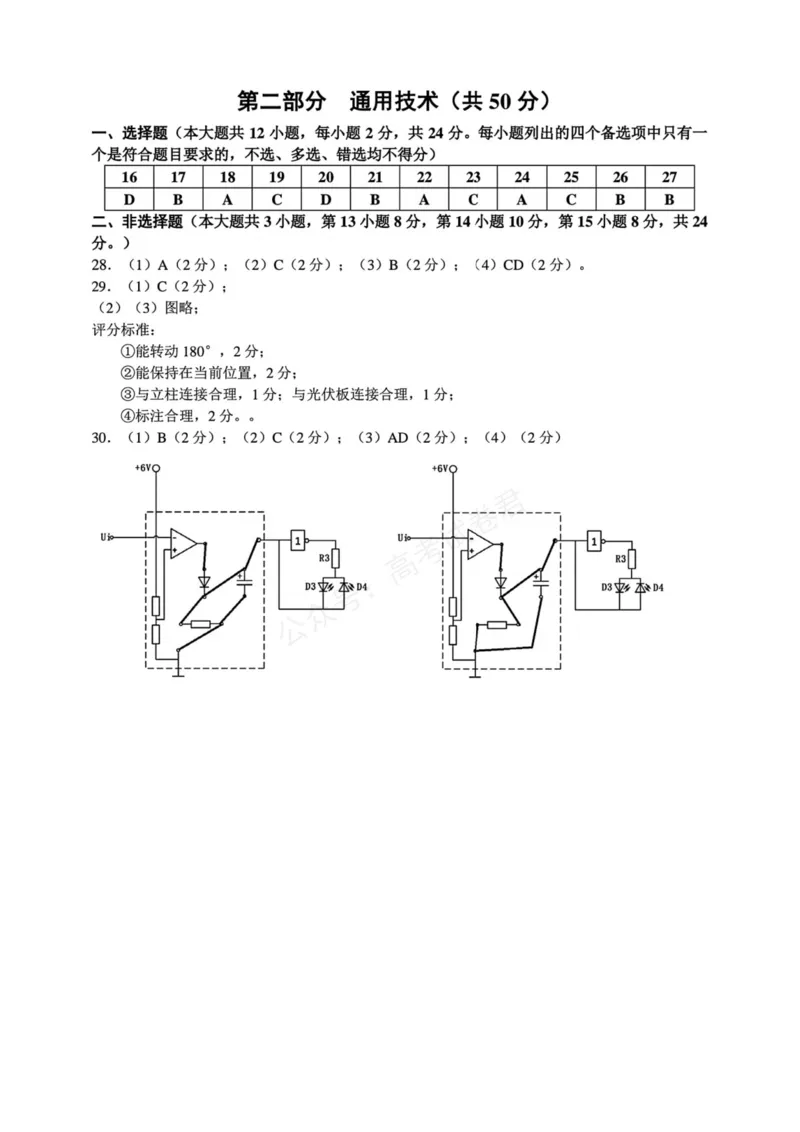 《技术答案-浙江省G12名校协作体2025学年第一学期9月高三年级暑假返校联考(9.1-9.2)_小初高学习资料合集（每天更新）_10技术_浙江名校协作体（G12）高三9月返校联考》第2页预览