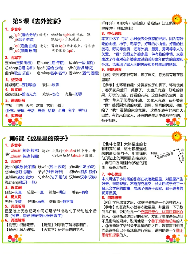 《26新二（上）语文小纸条课课贴_小初高学习资料合集（每天更新）_2026秋语文《小纸条课课贴》1-6年级上册》第6页预览