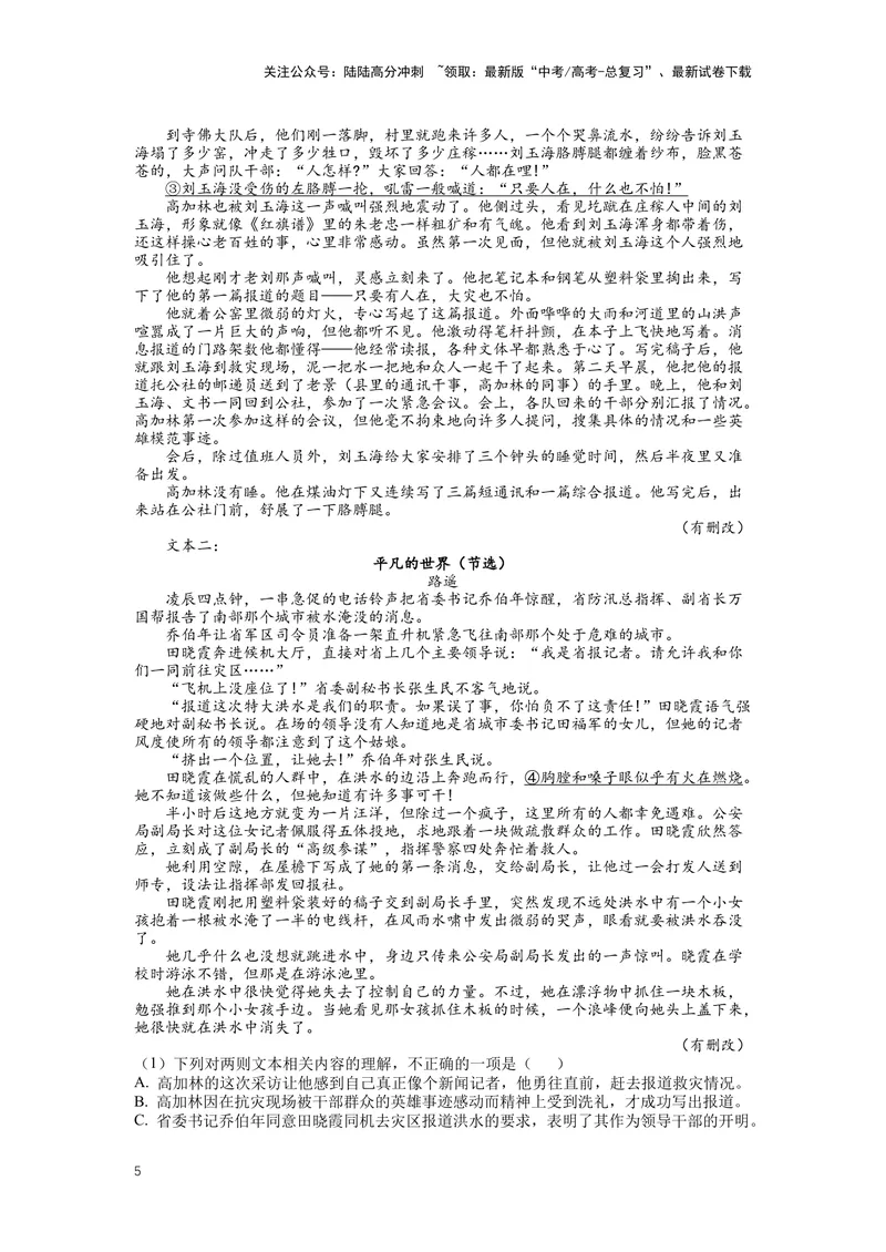 《专题06小说阅读，突破选择题-（原卷版）_二轮复习_2024年_2024年高考语文二轮专题讲练_资料》第5页预览