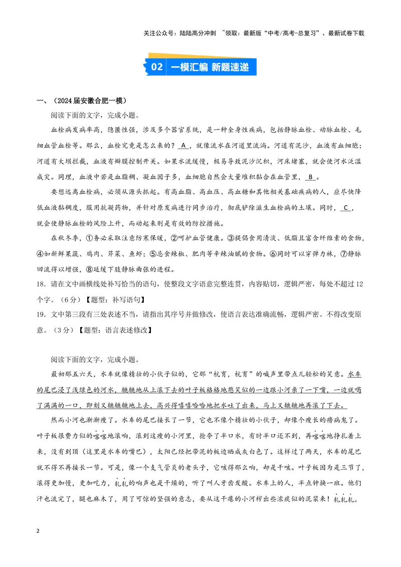 《专题05语言文字运用（原卷版）（九省专用）_专项复习_2025年_2024年高考一模试题分类汇编语文新高考九省专用》第2页预览