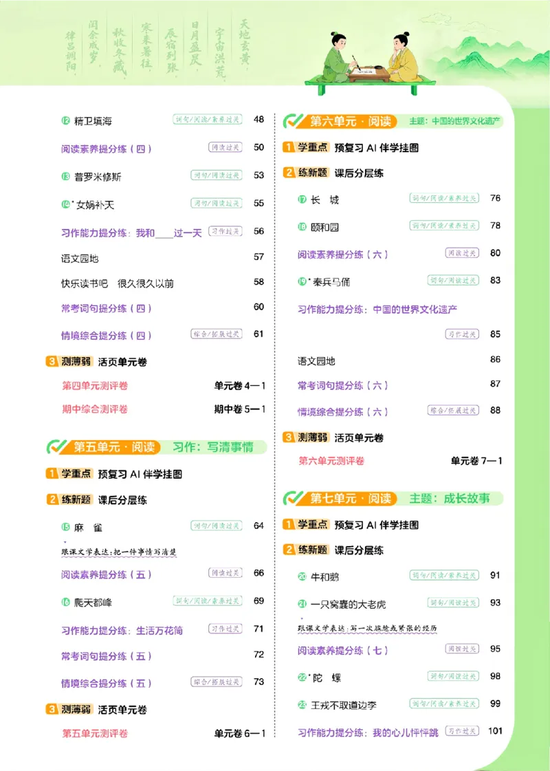 《26秋一遍过语文4年级上_小初高学习资料合集(每天更新)_2026秋《小学天星一遍过》3-6年级上册_26秋一遍过语文4年级上》第4页预览