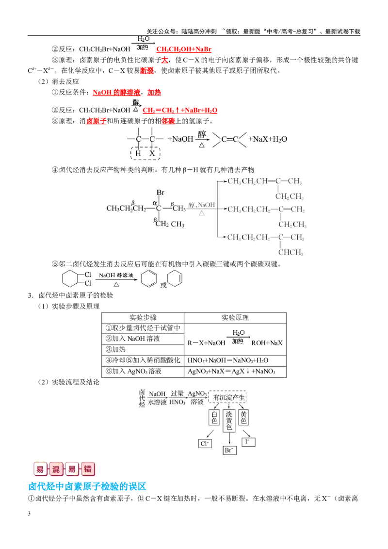 《知识清单28烃的衍生物-2024年高考化学一轮复习知识清单_05-化学-高考总复习_一轮复习_2024年_2024年高考化学一轮复习知识清单必背总结全国通用_资料》第3页预览