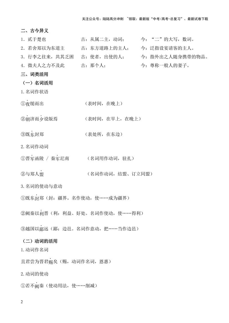 《专题08《烛之武退秦师》挖空训练+知识梳理+过关训练（原卷版）_专项复习_2024年_2024年高中高考文言文复习知识清单梳理默写练习阅读讲义课件ppt_资料_专题08《烛之武退秦师》（统编版）》第2页预览