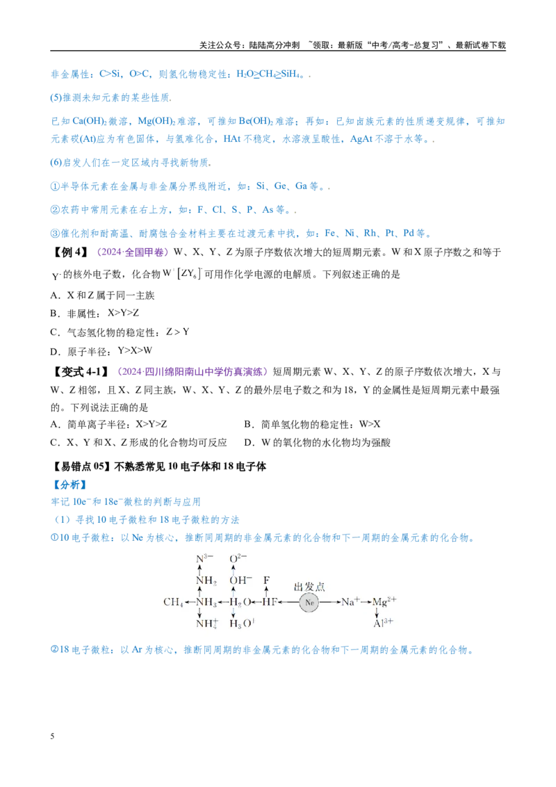 《易错类型08元素推断元素周期律（8大易错点）（原卷版）_05-化学-高考总复习_专项复习_2025年_2025年高考化学考试易错题（新高考通用）》第5页预览