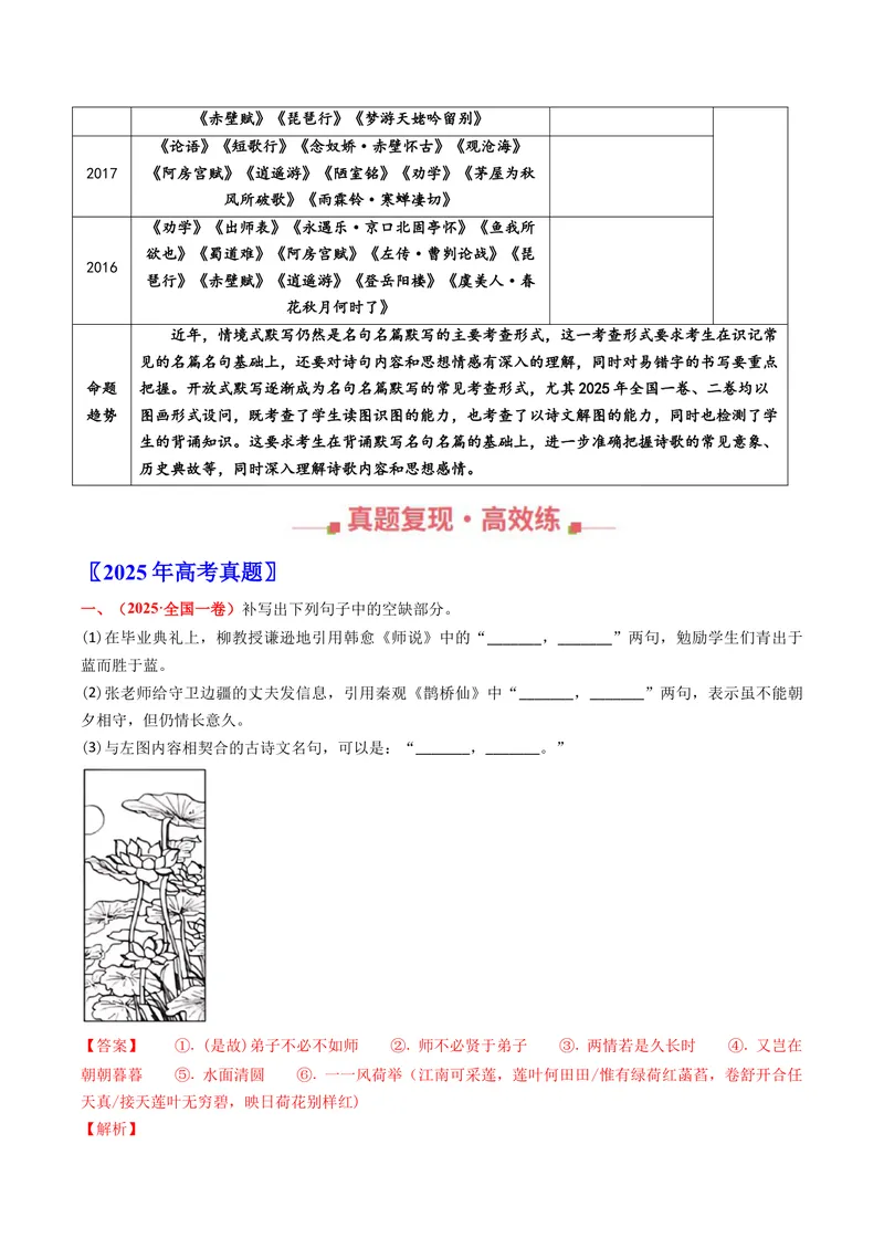 《专题07名句默写（情景式）（全国通用）（教师版）_专项复习_2026年-语文专项复习_十年（2016-2025）高考语文真题分类汇编（全国通用）-G15》第2页预览