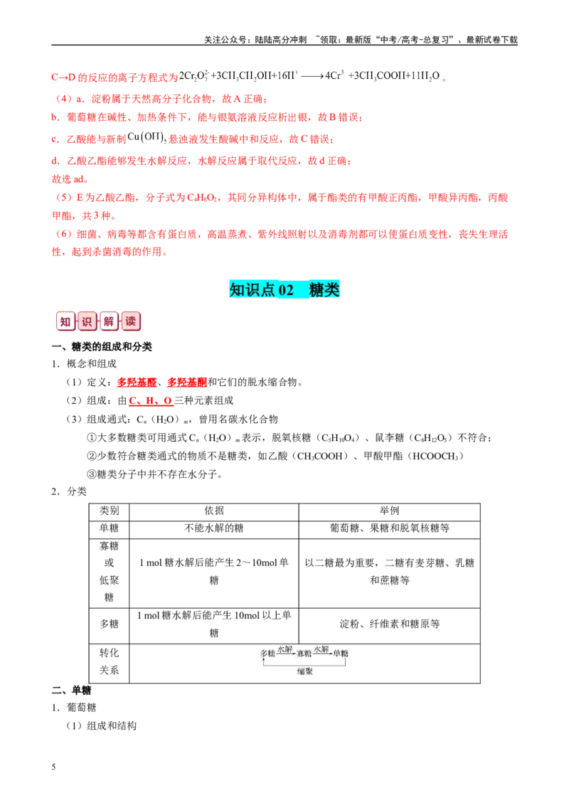 《知识清单30营养物质有机合成与推断-2024年高考化学一轮复习知识清单_05-化学-高考总复习_一轮复习_2024年_2024年高考化学一轮复习知识清单必背总结全国通用_资料》第5页预览