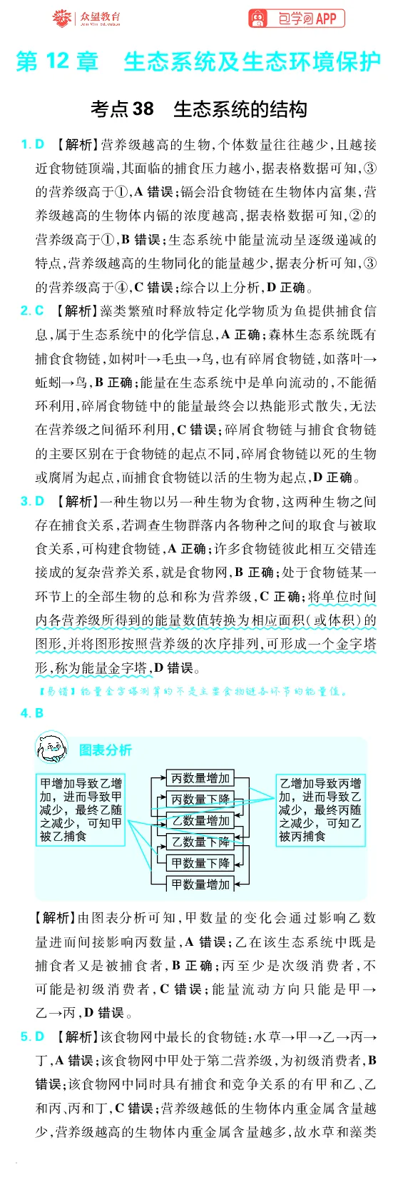 《第12章生态系统及生态环境保护_小初高学习资料合集（每天更新）_2027版《600分考点700分考法》_2027版高考《理想树•600分考点700分考法》（生物）_生物答案》第1页预览