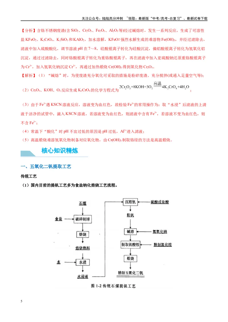 《（能力版）微专题17热点金属（V、Cr、Mn、Co、Ni）及其化合物的制备和性质-（教师版）(全国版)_05-化学-高考总复习_一轮复习_2024年_2024高考化学一轮复习考点微专题考情分析经_资料_2025版》第5页预览
