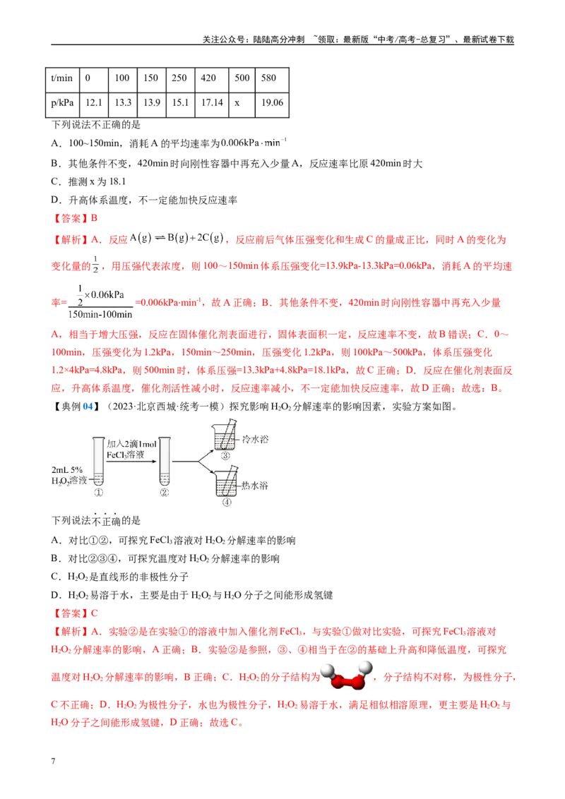 《知识清单21化学反应速率与化学平衡-2024年高考化学一轮复习知识清单_05-化学-高考总复习_一轮复习_2024年_2024年高考化学一轮复习知识清单必背总结全国通用_资料》第7页预览