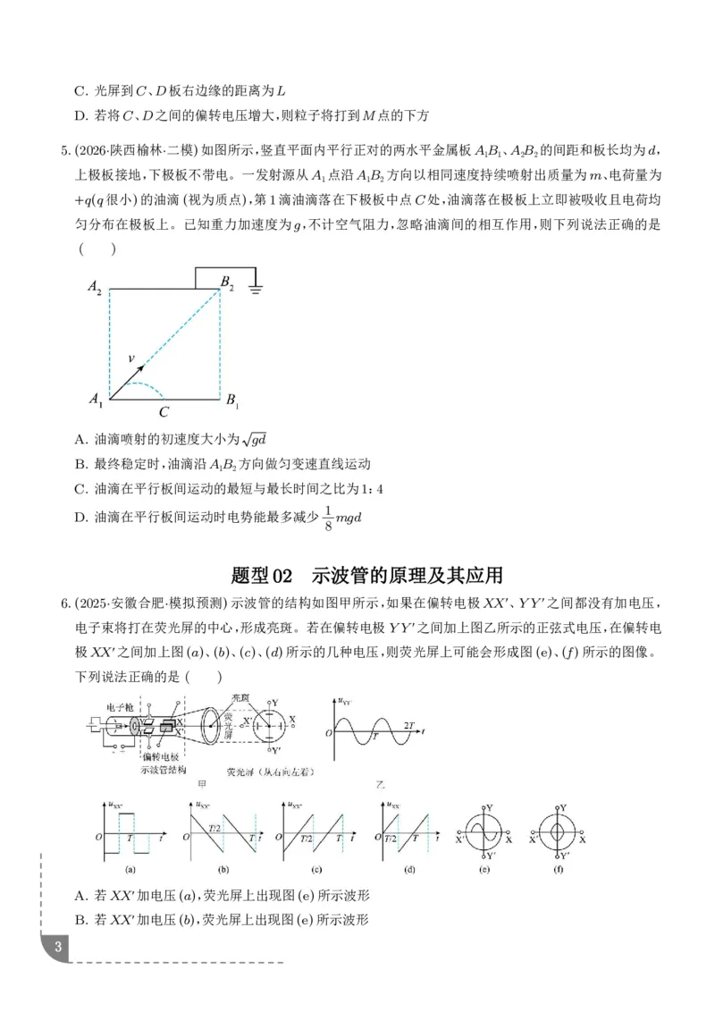 《带电粒子在电场中的偏转（学生版）_小初高学习资料合集（每天更新）_2026年6月高中物理试卷汇编_0629物理_带电粒子在电场中的偏转--2027年高考物理》第3页预览