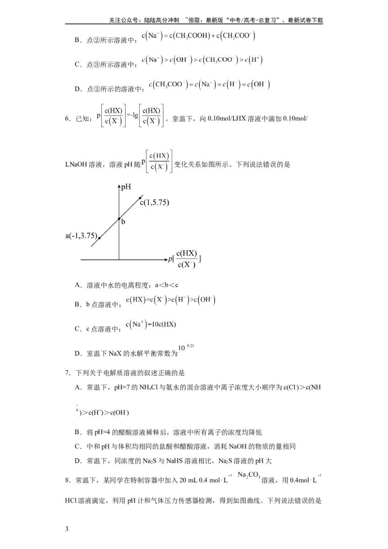 《盐溶液中离子浓度大小的比较（原卷版）_05-化学-高考总复习_一轮复习_2024年_2024年高三化学一轮复习高考专项训练知识梳理练习_资料》第3页预览