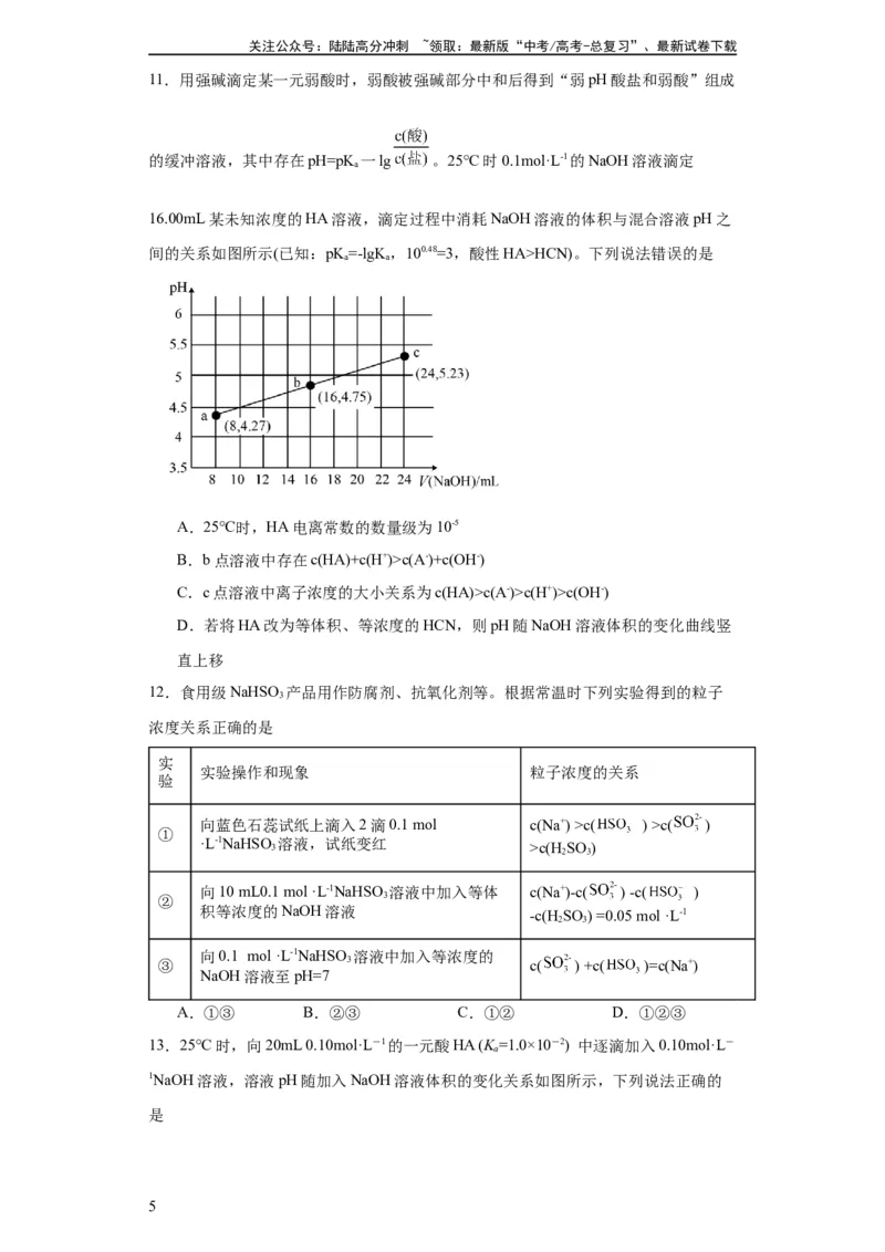 《盐溶液中离子浓度大小的比较（原卷版）_05-化学-高考总复习_一轮复习_2024年_2024年高三化学一轮复习高考专项训练知识梳理练习_资料》第5页预览