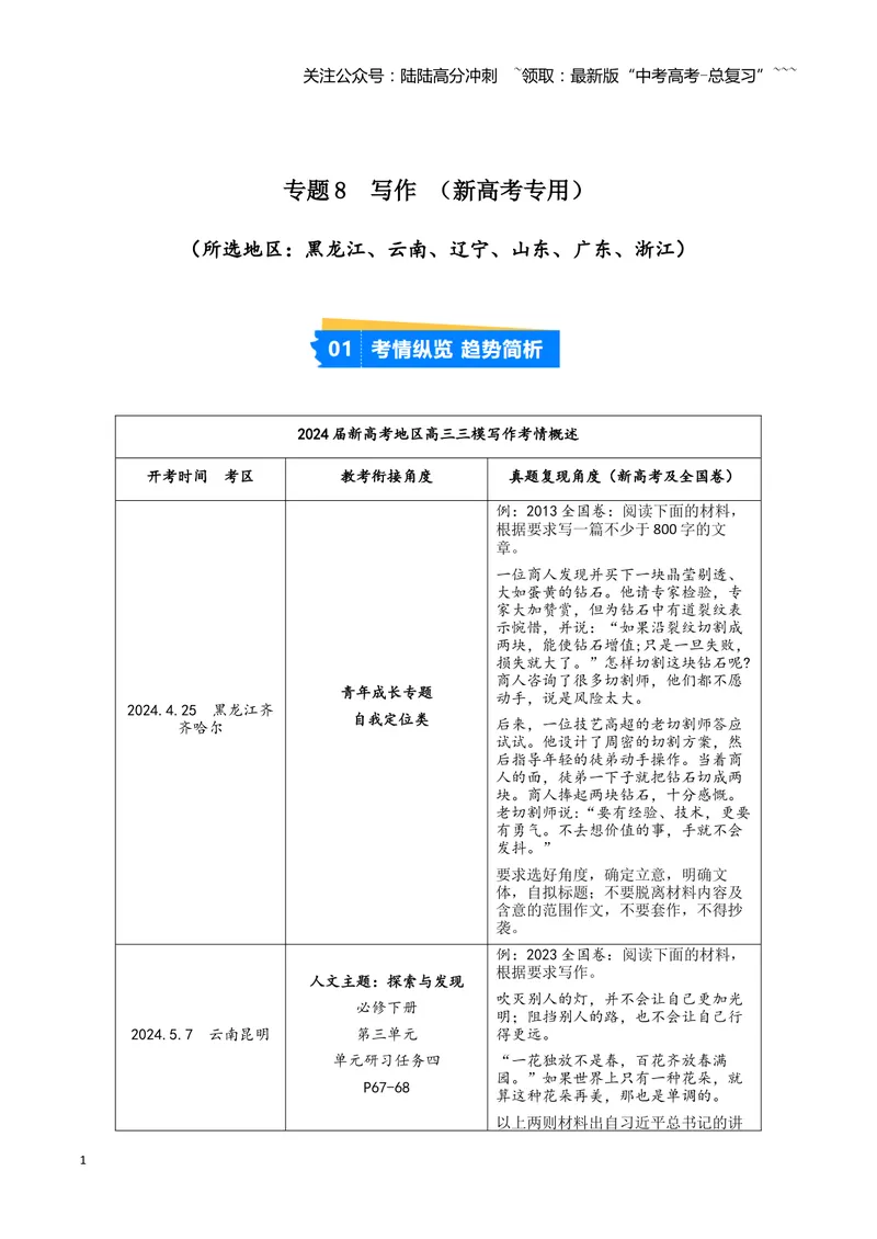 《专题08写作（教师版）（新高考通用）_专项复习_2026年-语文专项复习_2025年高考语文三模试题分类汇编（新高考通用）_2024版_新高考通用》第1页预览