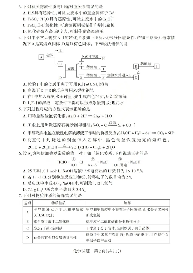 《化学试题-山西省2026届高三年级第二次模拟考试_2024-2027高三（6-6月题库）_2026年05月高三试卷_260508山西省2026届高三年级第二次模拟考试》第2页预览