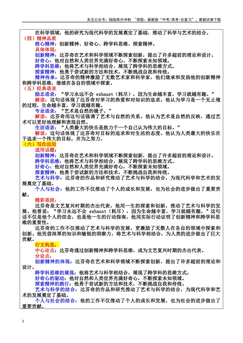 《专题05跨界创新者：打破边界的破壁人素材（基本信息、成长经历、成就、精神品质、经典语录、话题应用、行文构思）＋真题）_专项复习_2025年》第2页预览