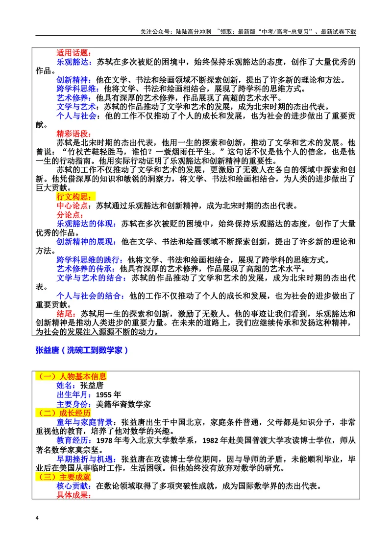 《专题05跨界创新者：打破边界的破壁人素材（基本信息、成长经历、成就、精神品质、经典语录、话题应用、行文构思）＋真题）_专项复习_2025年》第4页预览