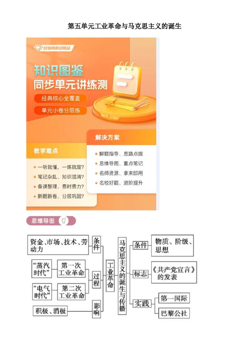 《单元讲练测（纲要下）第五单元工业革命与马克思主义的诞生（讲）（学生版）_新版高中_高中历史新版_高中历史纲要下（统编版）_单元讲练测-F12》第1页预览